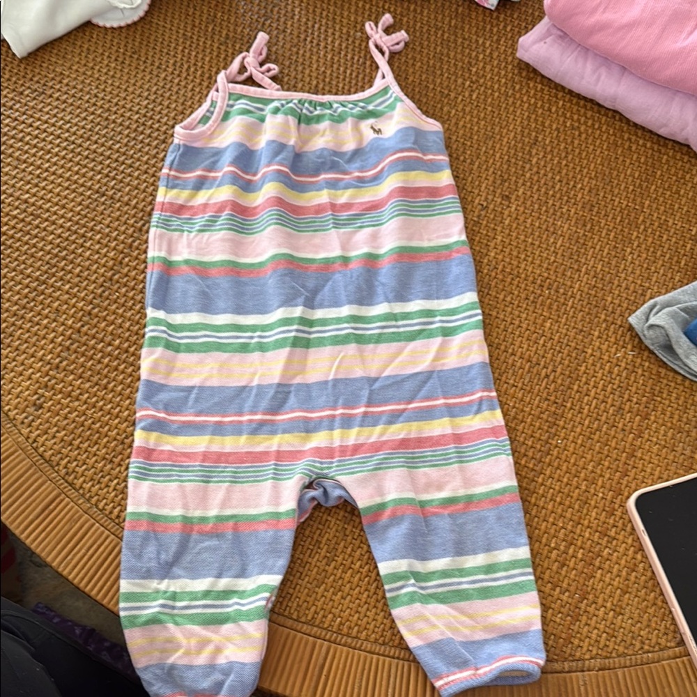 Ralph Lauren Striped Sleeveless Baby Romper
